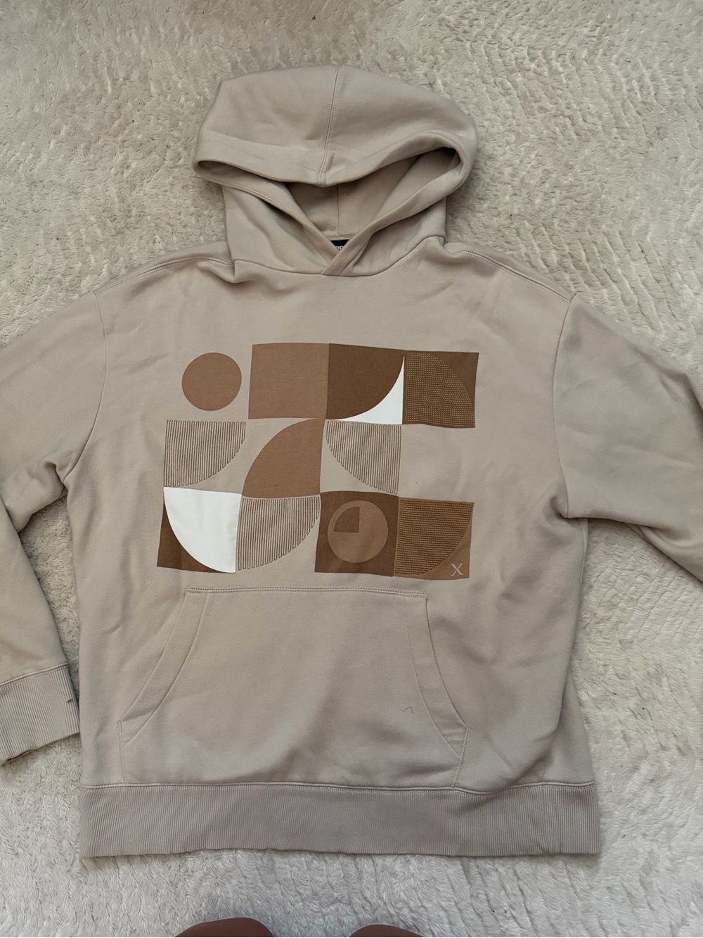 Men's Express large Beige Graphic Hoodie Sweatshirt